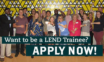 Icon states Want to be a LEND Trainee? Apply Now! Picture includes group of MI-LEND trainees smiling.