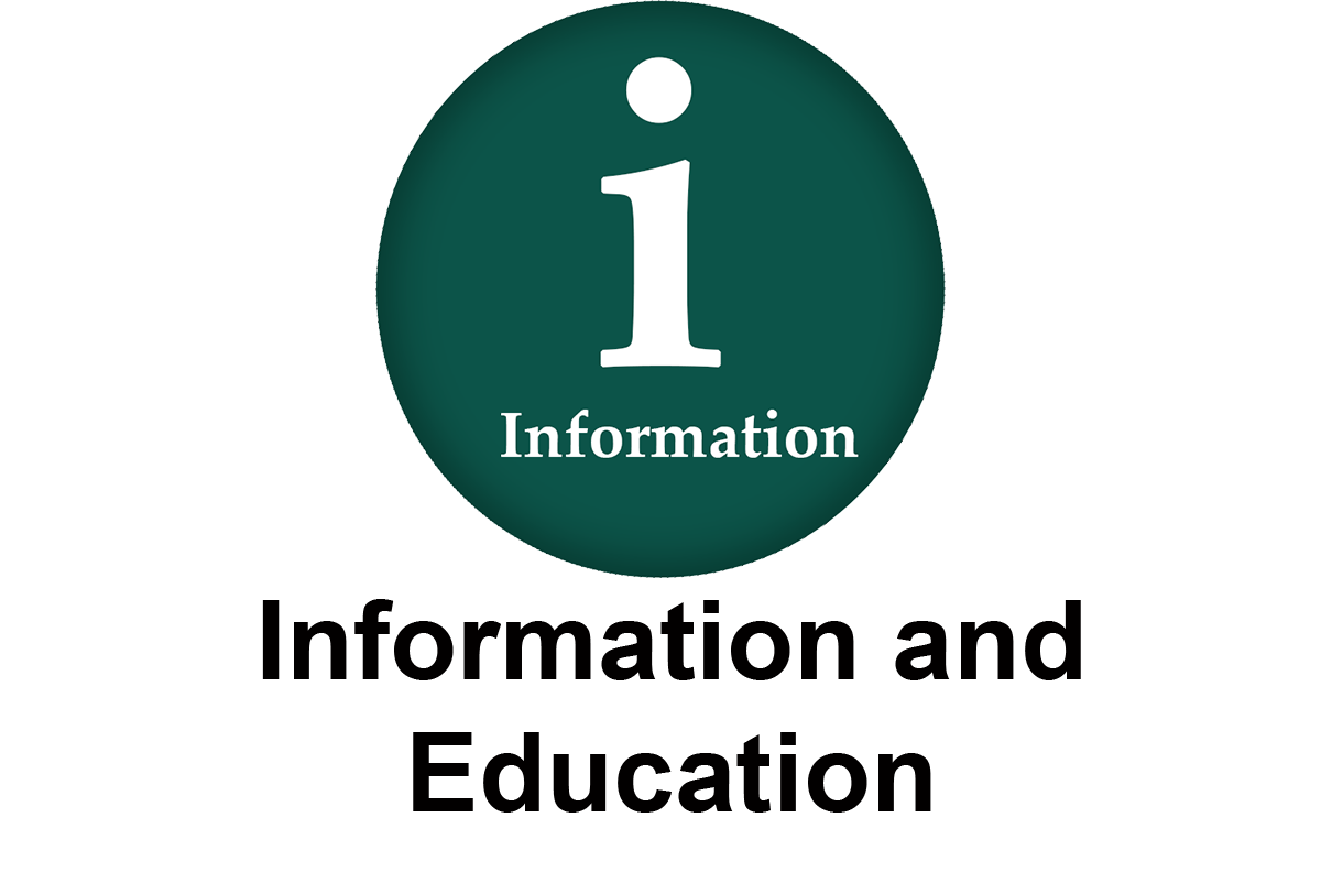 Information & Education icon that has a lower case i with Information underneath it