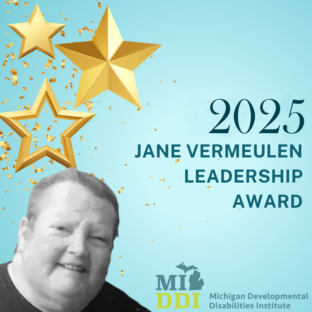 Headshot of Janey Vermeulen on a blue background with gold stars. The words 2025 Jane Vermeulen Leadership Award are written on the right side..