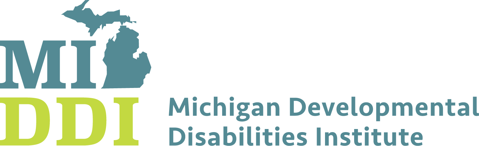 The letters, M, I, D, D, and I are next to text that reads, Michigan Developmental Disabilities Institute.