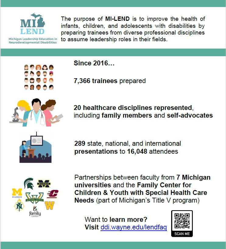 Factsheet that lists information related to the numbers of trainees and training events that the MI-LEND program has done since 2016. Clicking the picture will bring you to the MI-LEND frequently asked questions page.