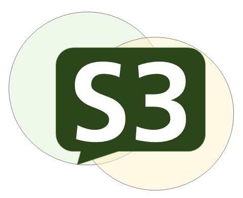 The letter S and number 3 next to each other inside of a speech bubble